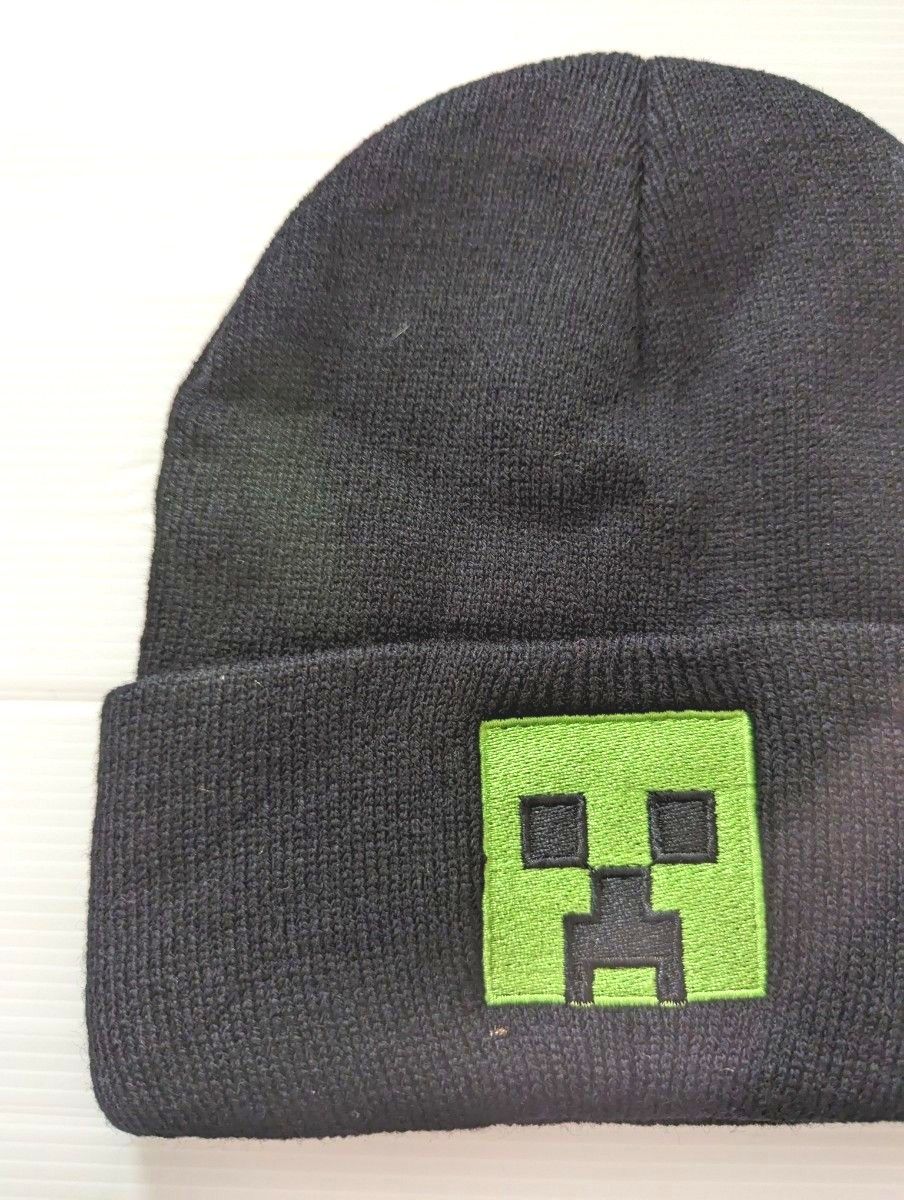 Minecraft　マインクラフト　マイクラ　 ニット帽子　 ニット帽 ビーニー ニットキャップ　クリーパー　ブラック