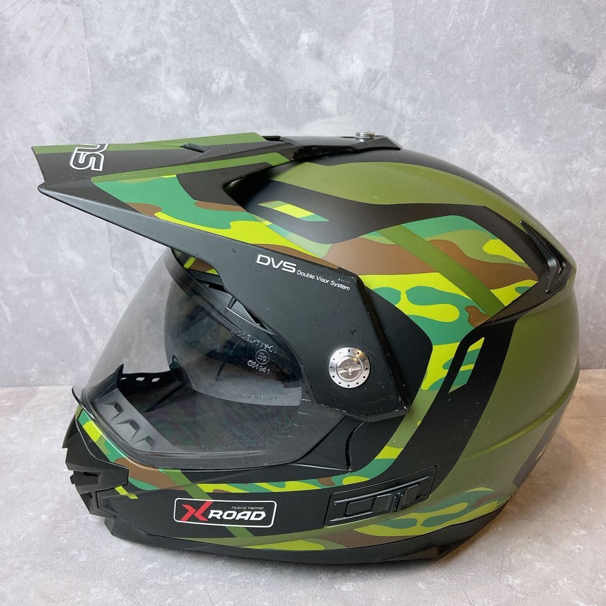j*y様 ★希少!迷彩柄 WINS X-ROAD WINS XROAD バイク ヘルメット カーキ 迷彩 Lサイズ フル
