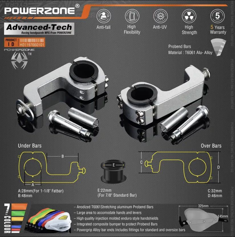 Powerzone Probend ハンドガードホンダ KTM ADV EXC EnduroHusqvarna TE CRF WRF DRZ KLX オートバイダートバイク ATV ハンドルバー_画像5