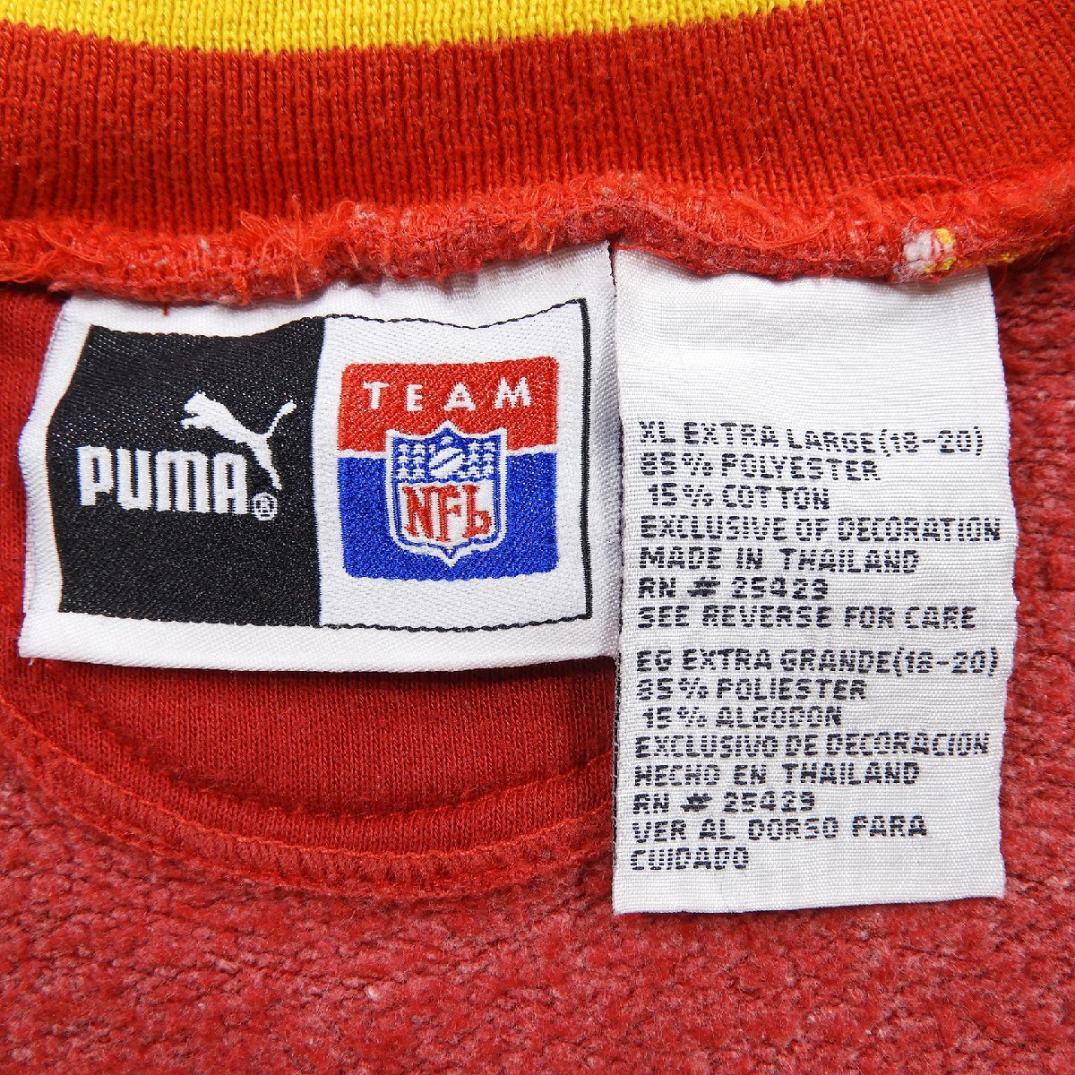 PUMA プーマ NFL スウェット ワシントンレッドスキンズ size XL #10081 アメカジ カジュアル トレーナー アメフト_画像3