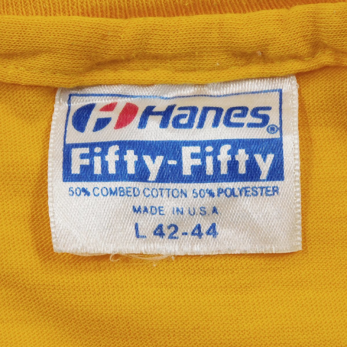 80's Hanes ヘインズ Fifty-Fifty 半袖Tシャツ LUMBER YARD #10335 送料360円 ヴィンテージ ビンテージ アメカジ カジュアル Tee_画像3