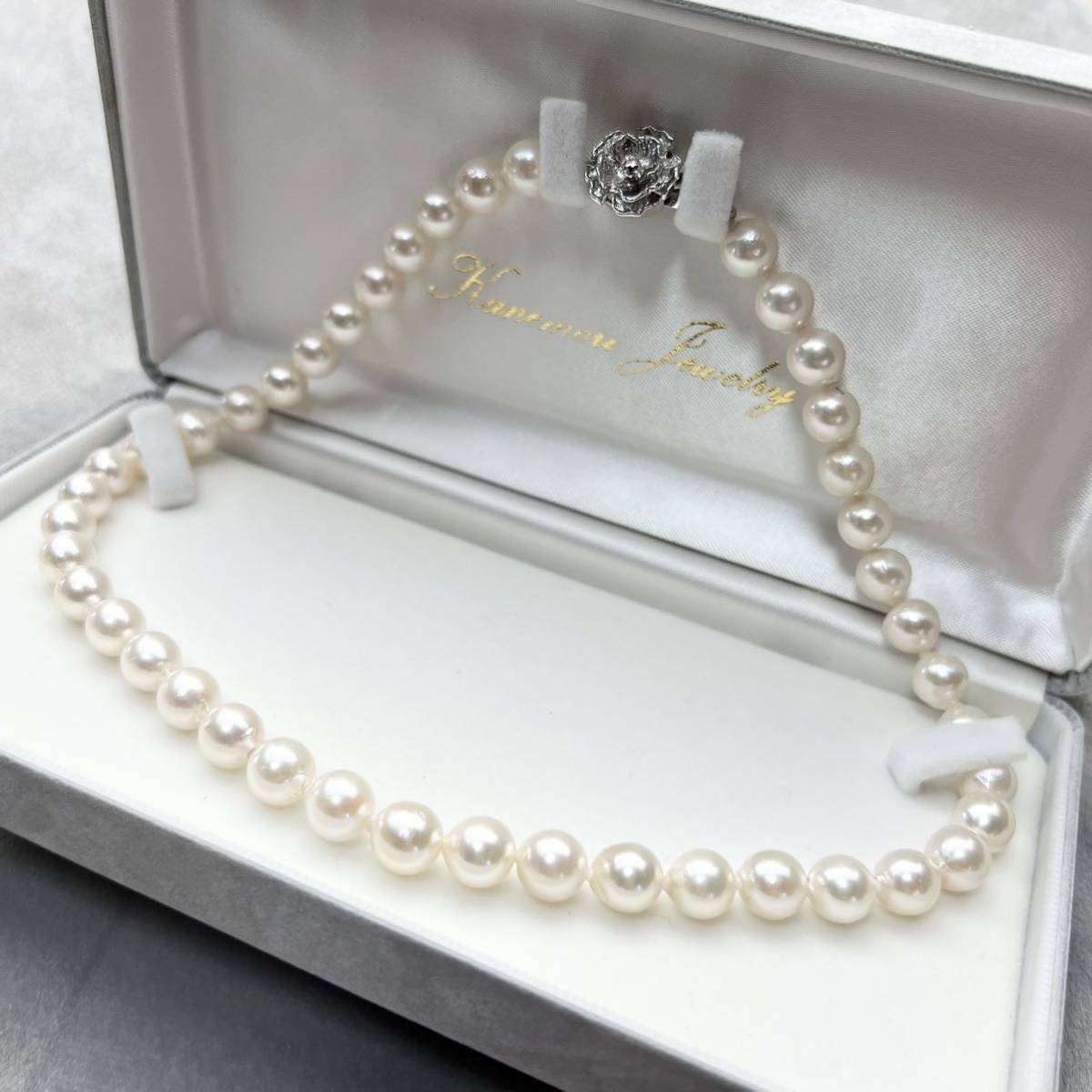 【本真珠】あこや真珠　8mm〜9mm　パールネックレス　silver 　白色　アコヤ真珠　ネックレス　入学式　卒業式　冠婚葬祭　フォーマル