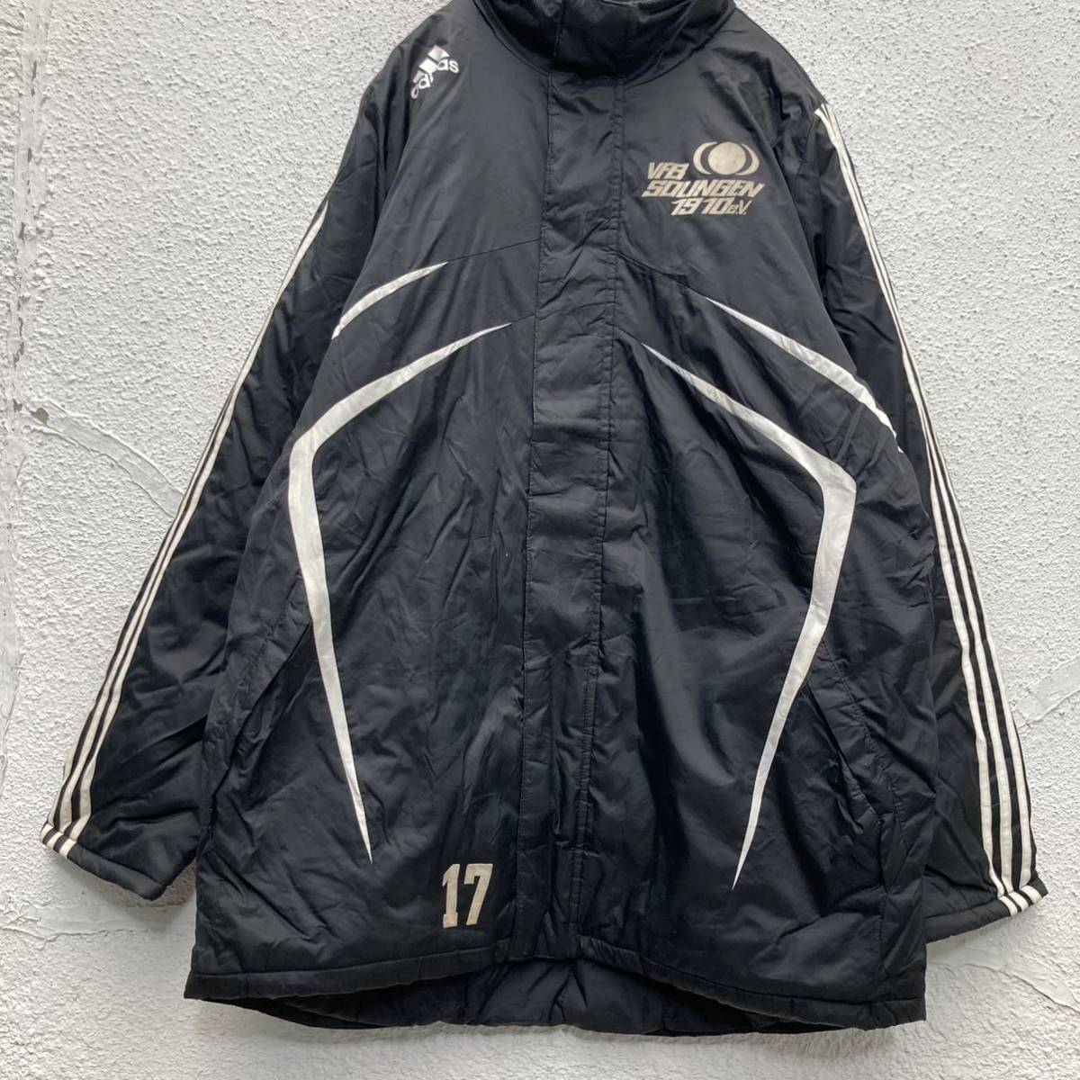 中古 古着 adidas 中綿 ナイロンジャケット L ブラック アディダス ベンチコート 古着卸 アメリカ仕入 a510-5570_画像3