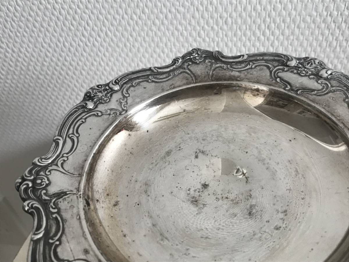 フランス　蚤の市　ブロカント　シルバー　コンポート　シルバープレート　皿　レリーフ