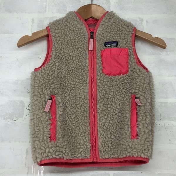 patagonia パタゴニア キッズ 子供 ベビー レトロX ボアベスト SIZE:4T ベージュ×ピンク KU632023102309_画像1