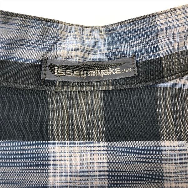 ISSEY MIYAKE 80’s 筆タグ チェック柄 コットン バンドカラー 長袖シャツ SIZE: M ヴィンテージ MU632023103105_画像4