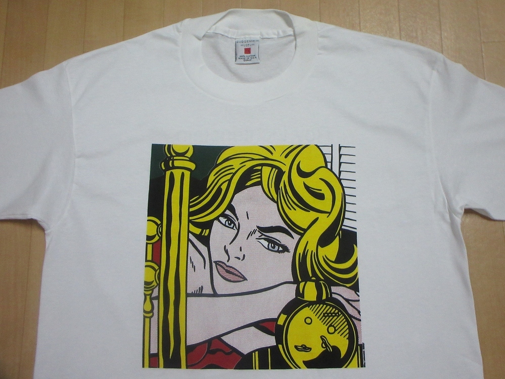 90's USA製 ロイ リキテンスタイン GUGGENHEIM MUSEUM Blonde Waiting 1964 Tシャツ XL Roy Lichtenstein 芸術 POP ART 絵画 美術館 フォト