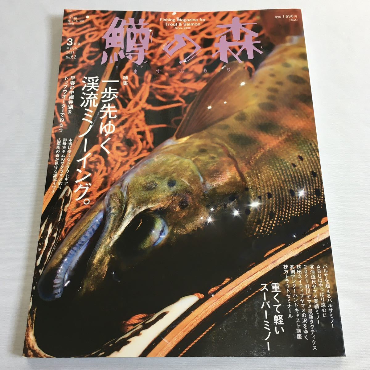 [ 2021年発行 ] 鱒の森 ますのもり 2021年 3月号 特集 一歩先ゆく渓流ミノーイング。 雑誌 本 鱒 渓流 ミノーイング トラウト サクラマス_画像1