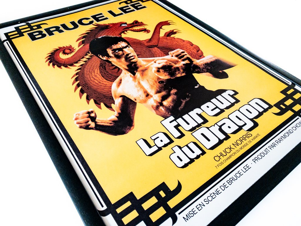 【SHIN】ブルース・リー 「La Fureur du Dragon（ドラゴンへの道）」 フランス版映画ポスター　1970年代　額装　_画像3