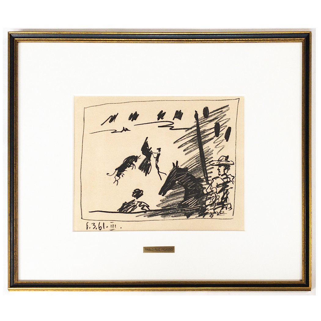 【SHIN】パブロ・ピカソ「闘牛場」 リトグラフ　1961年　額装　キュビズム　Pablo Picasso