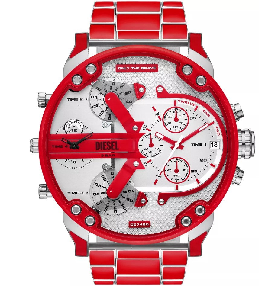 2024新作　日本未発売　DIESEL Men's Mr. Daddy 2.0 Quartz Chronograph Red Stainless Steel Watch 57mm 本物をお届け!