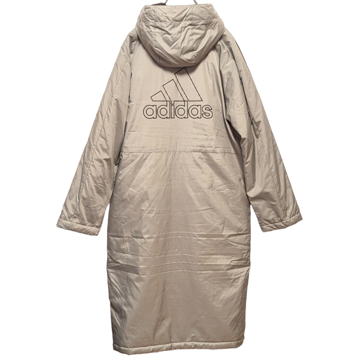 ■冬物40％OFF 最終価格■　adidas アディダス ベンチコート グレー Mサイズ 防寒アウター　メンズアウター　ロングコート　adidasコート　_画像3