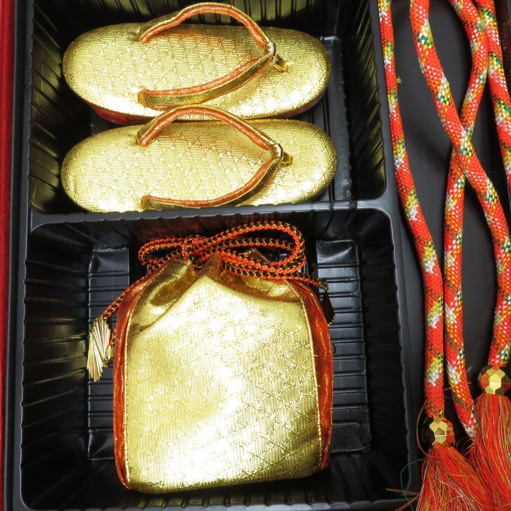  ребенок кимоно женщина ... комплект 8 позиций комплект orange × золотой для девочки средний размер размер "Семь, пять, три". ... конструкция obi пояс оби мусуби Kids прекрасный товар 