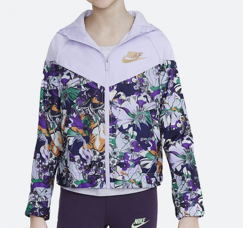 NIKE girls Wind breaker floral print purple 160 Nike printed jacket Parker nylon floral DC7095-572