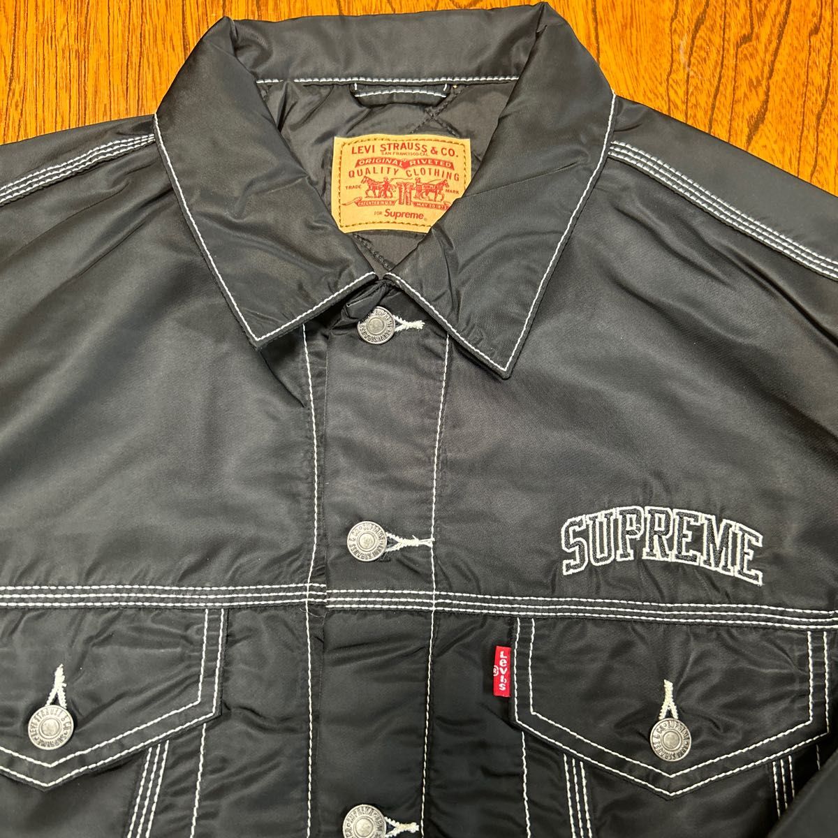 Supreme LEVIS Nylon Trucker Jacket Mサイズ ブラック シュプリーム