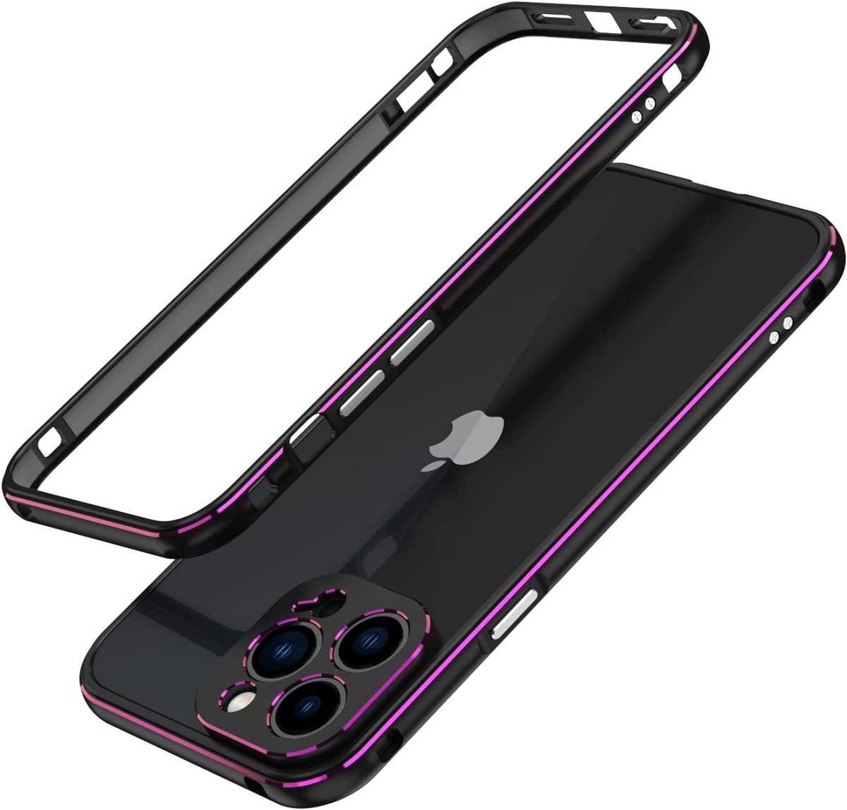 iPhone 13 Pro Max 13 mini アルミバンパー ケース レンズ保護カバー付き 鏡面仕上げ 合金フレーム 13プロマックス ケース メタルバンパーの画像3