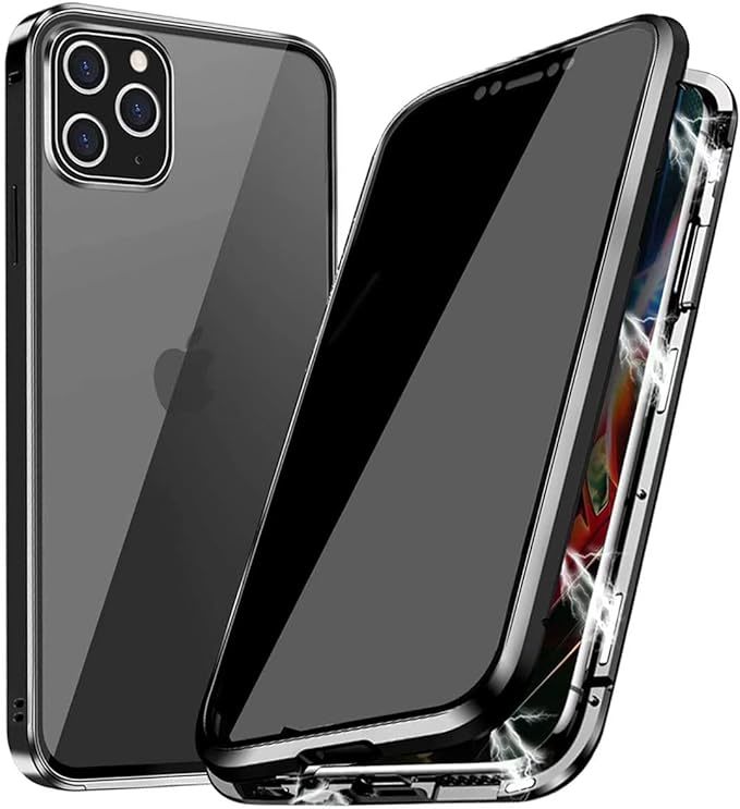 iPhone15Pro Max /iPhone15 Plus ケース アイフォン15プロマック 覗見防止 両面ガラス全面保護 アルミ バンパー ケース マグネット式 磁石 _画像6