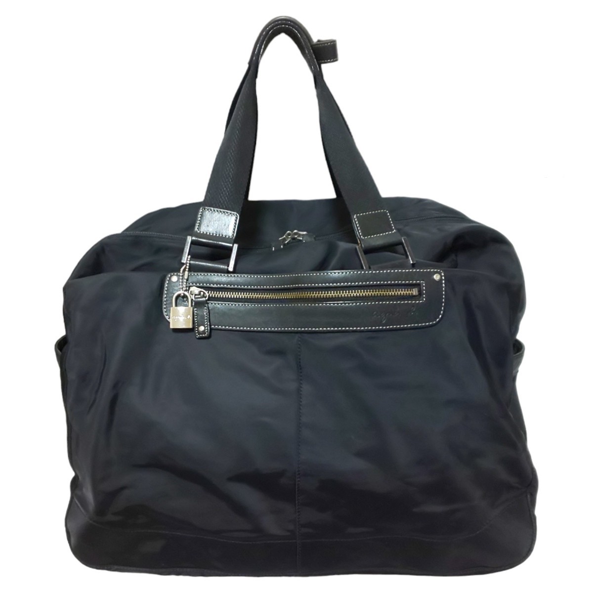 【美品】agnes b.voyage アニエスベー ボヤージュ 2wayボストンバッグ ショルダーバッグ ハンドバッグ トートバッグ 旅行鞄 大容量 黒