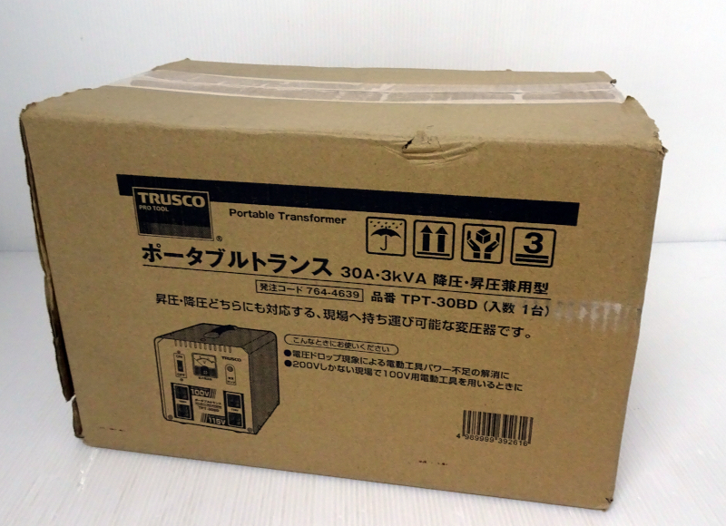 未開封品!! TRUSCO トラスコ ポータブルトランス 30A 3kVA 降圧・昇圧兼用型 TPT-30BD