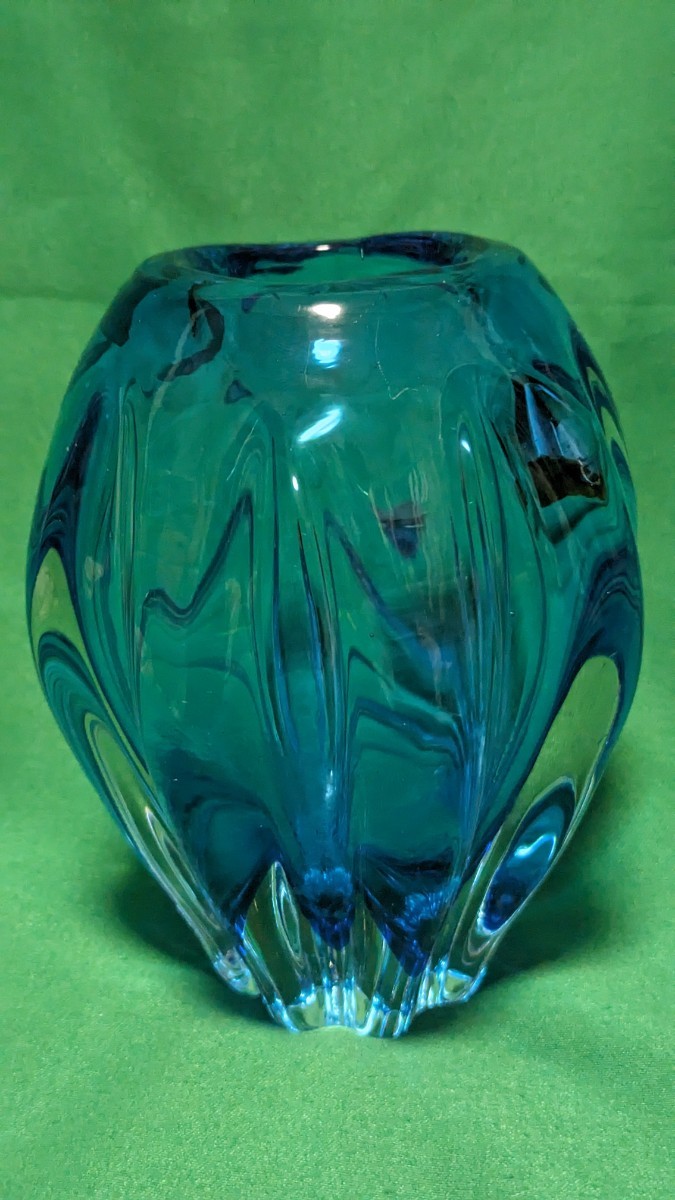NARUMI ナルミファンタジーグラス 花瓶　鳴海硝子　ナルミガラス　昭和レトロ　花器　フラワーベース　アンティーク_画像1
