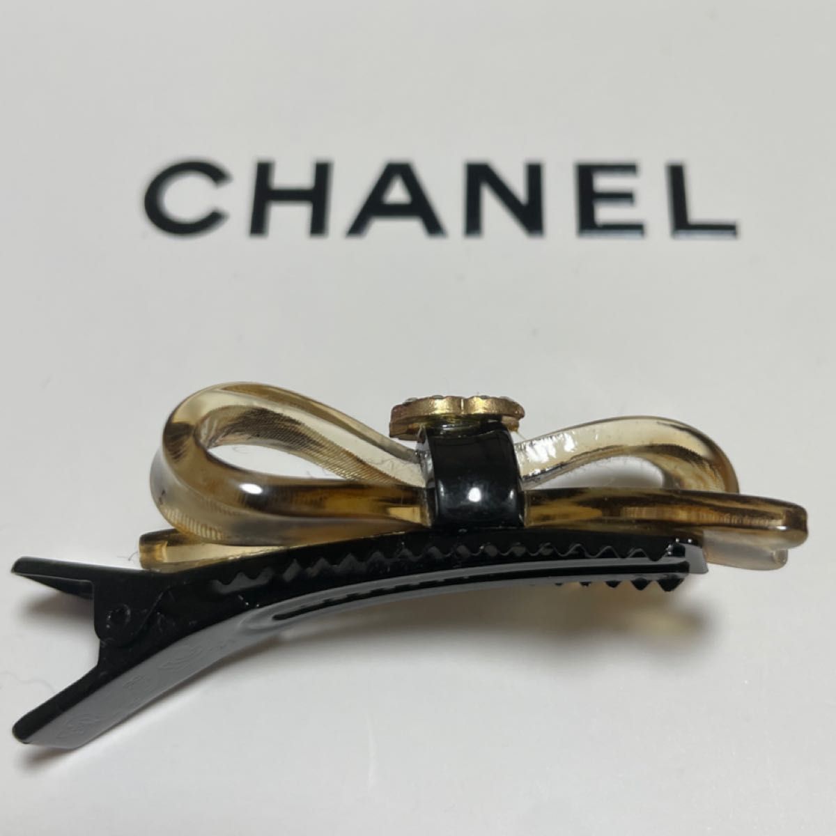 CHANELリボンヘアクリップ-