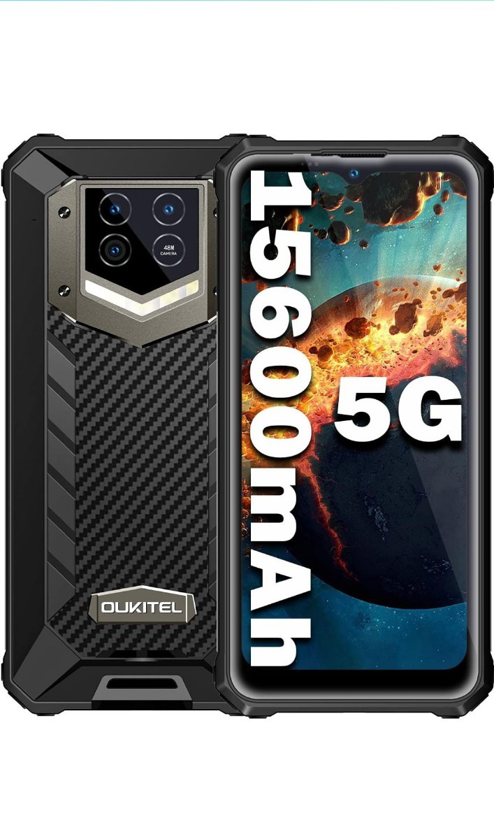 5g スマホ OUKITEL WP15 simフリー スマホ 本体 防水防塵耐衝撃 15600mAh特大バッテリー 8GB RAM+128GB