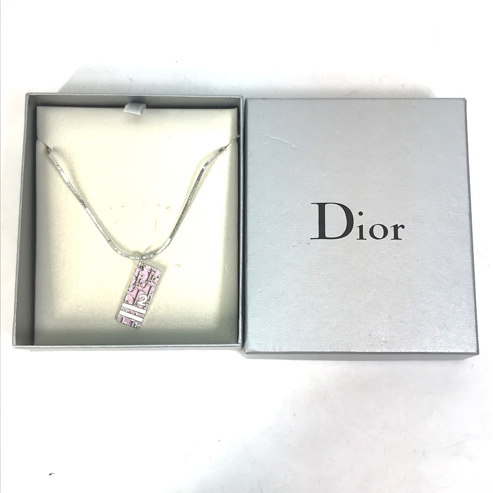 Dior ディオール トロッター ナンバー2 プレート ペンダント アクセサリー ネックレス ピンク レディース【中古】_画像8