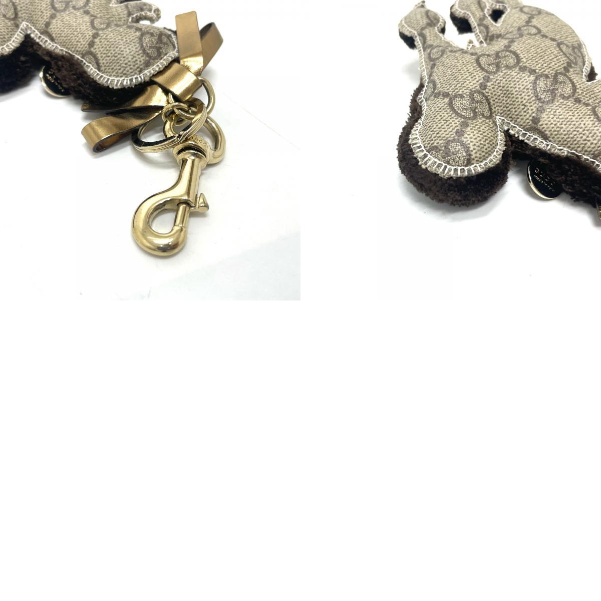 GUCCI Gucci Gucci .li poodle key ring key holder bag charm GGs pulley m canvas beige lady's [ used ]