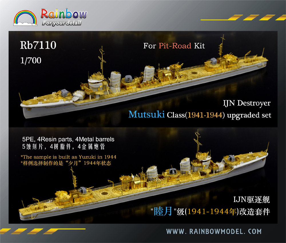 レインボー Rb7110 1/700 WWII IJN 日本海軍 睦月型駆逐艦 1941-44年型 ディテールアップセット_画像1