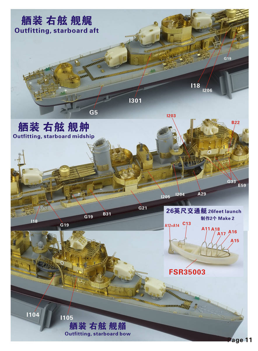 FS350080 1/350 WWII アメリカ海軍 フレッチャー級駆逐艦 後期型艦橋&対空強化型 ディテールアップセット_画像5