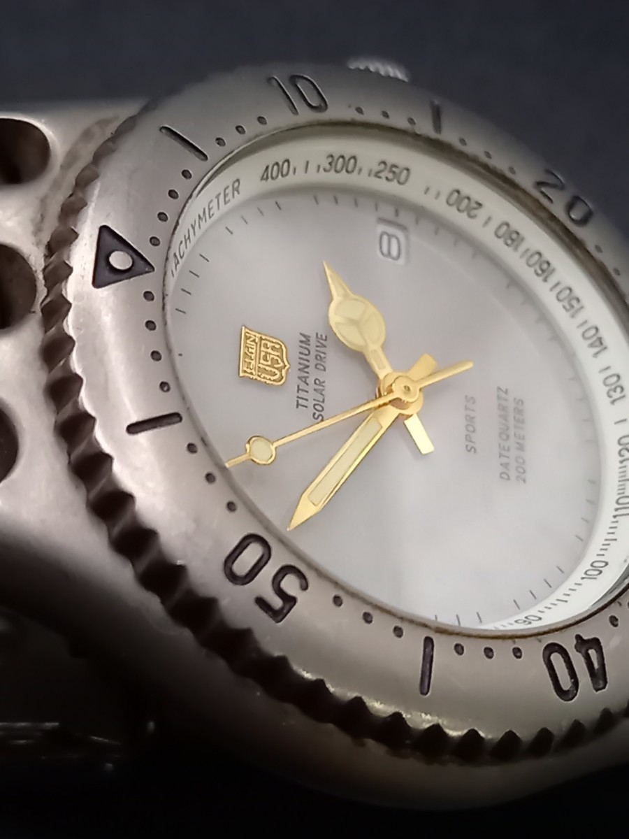 ★Elgin/エルジン　チタニウム　ソーラー ドライブ メンズ腕時計　FK-938　不動品　0915A　_画像5