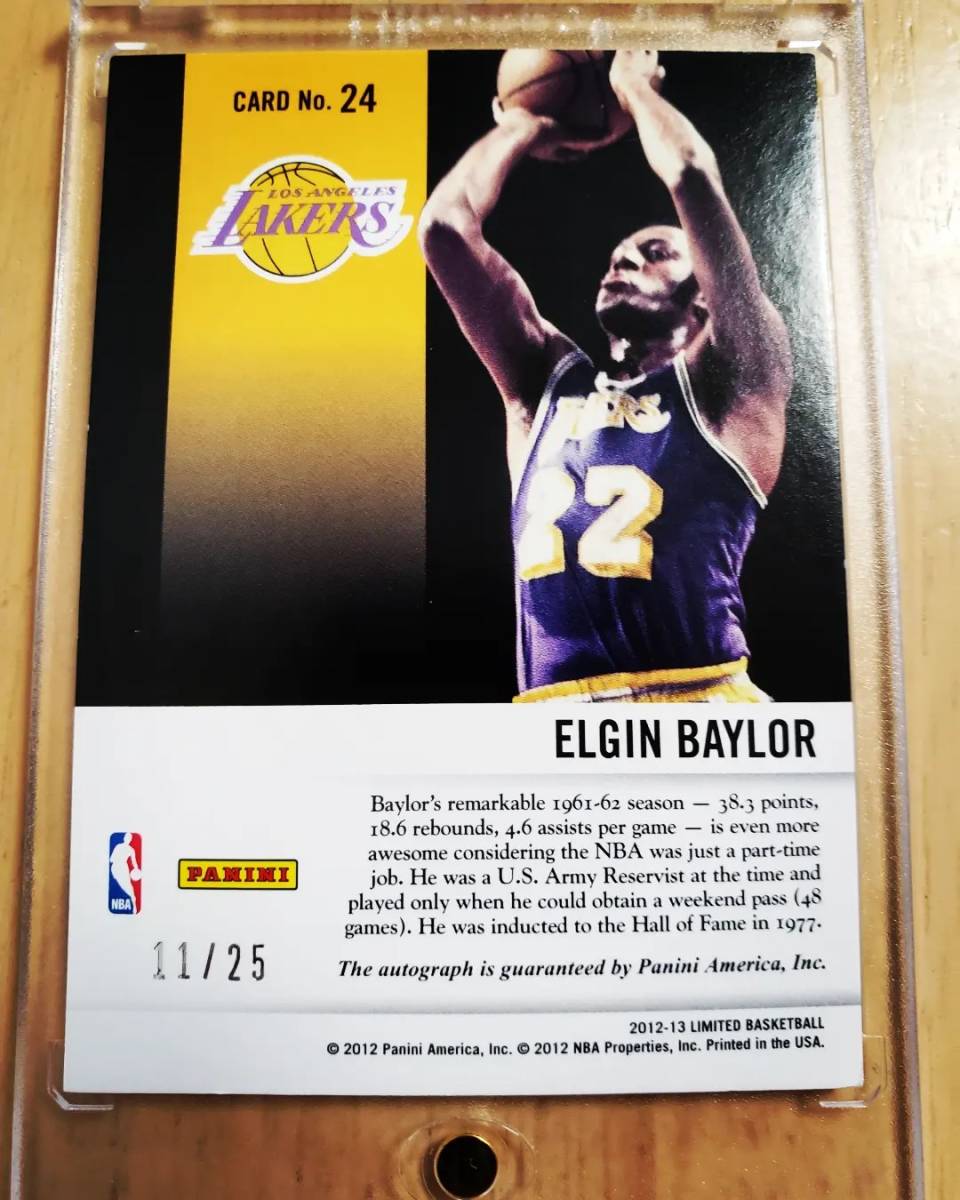 25枚限定 サイン 2012 -13 Panini Glass Cleaners ELGIN BAYLOR Auto ( /25) / エルジン ベイラー Autograph