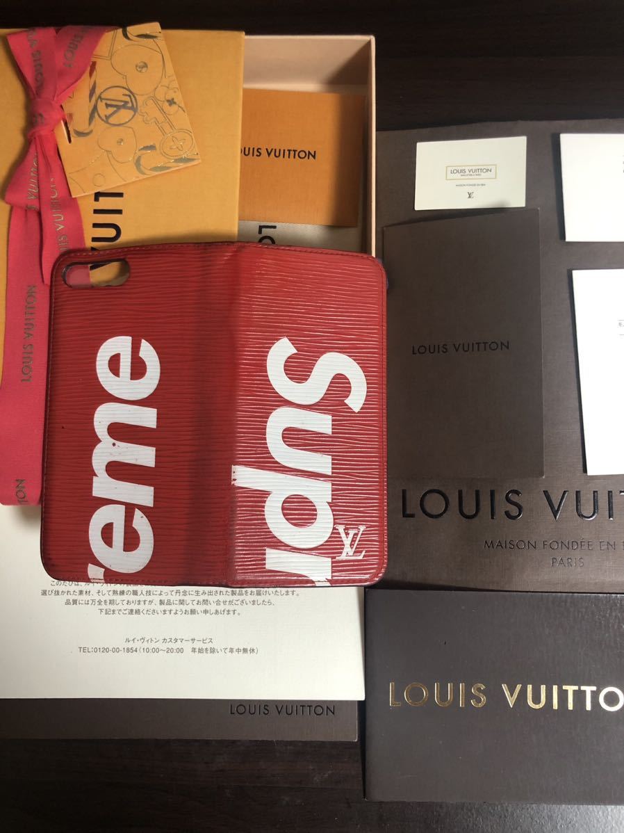  трудно найти! подлинный товар гарантия!Supreme сотрудничество LOUIS VUITTON iPhone6plus 6splus iPhone7plus кейс 