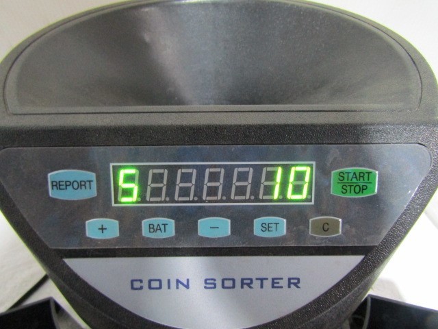 【現状品】○ELECTRONIC COIN SORTER　電動小型硬貨選別機　コインソーター　マネーカウンター　店舗用品　事務用品　 O.10.18.C_画像7