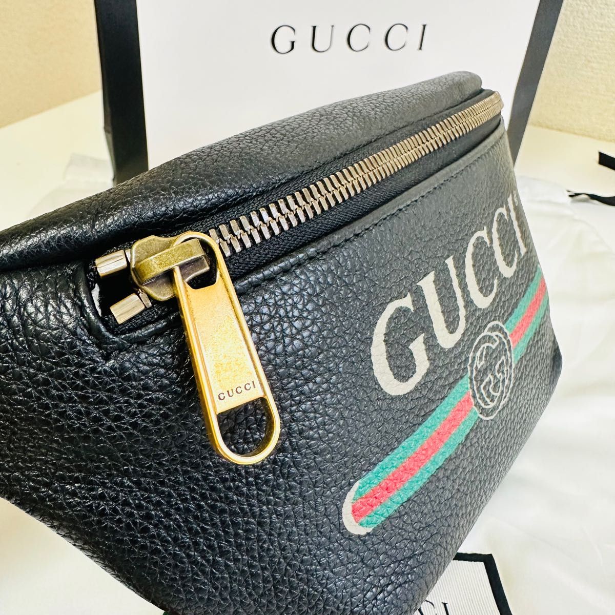 ☆GUCCI グッチ☆ ボディバッグ プリントロゴ ウエストポーチ ボディバッグ