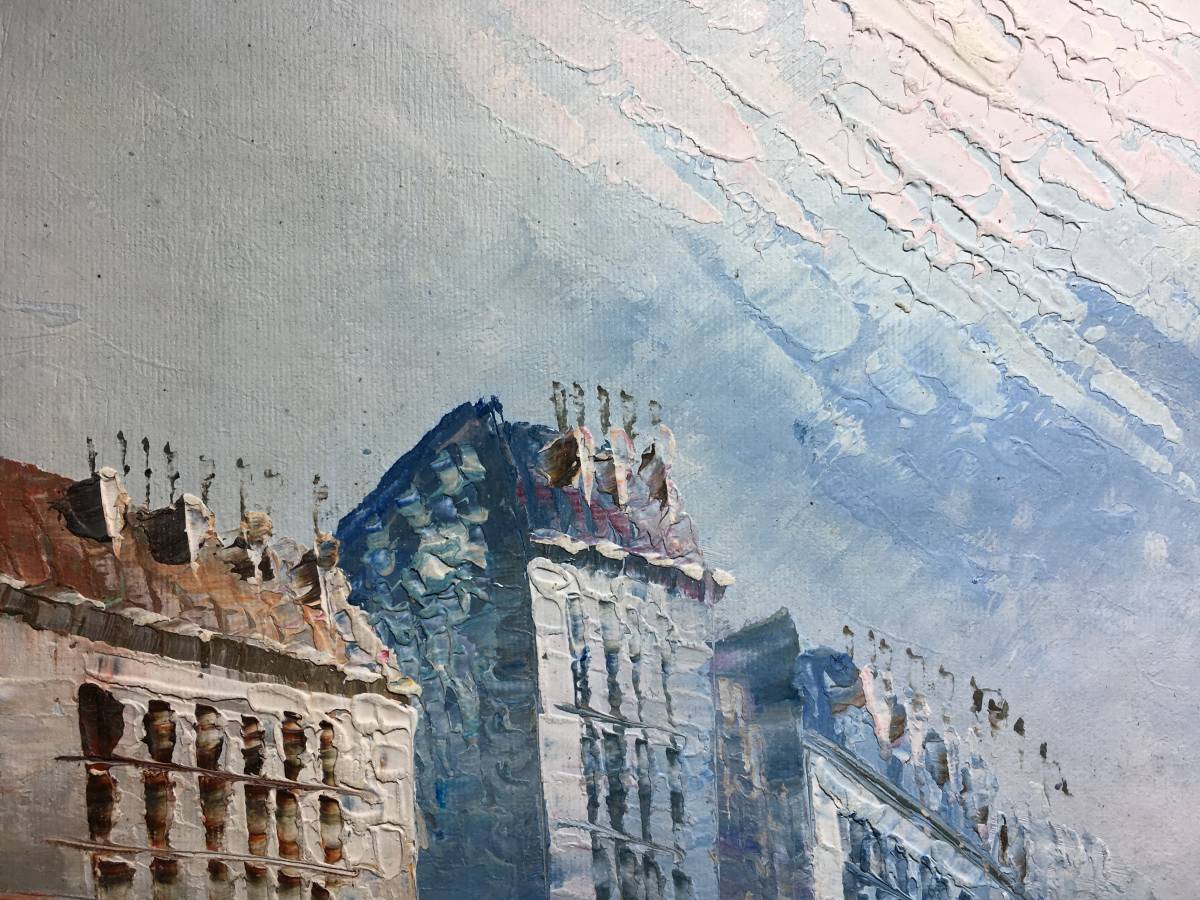 サイン無し 油彩画 風景画 キャンバス画 単品 街の絵 人物画 サイン無し 油彩画 風景画 キャンバス画 単品 街の絵 人物画