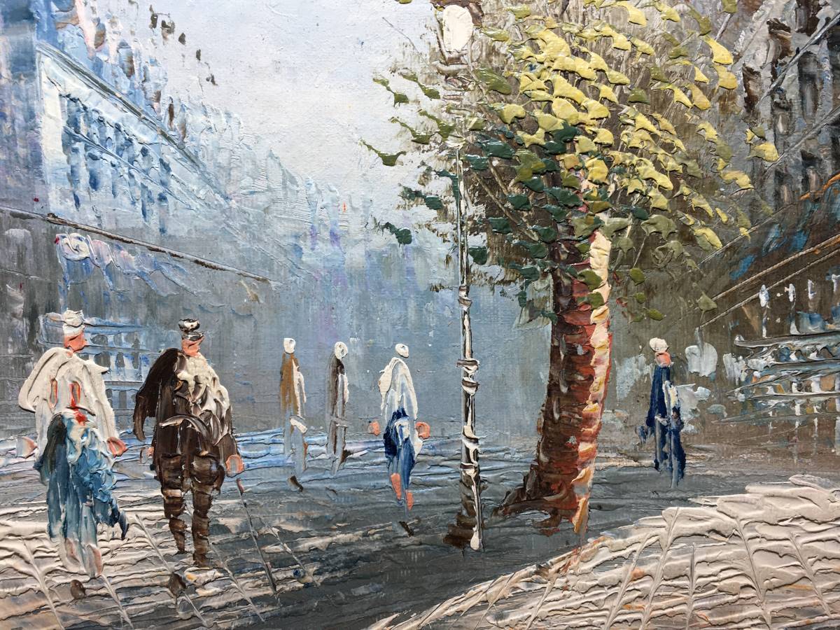 サイン無し 油彩画 風景画 キャンバス画 単品 街の絵 人物画 サイン無し 油彩画 風景画 キャンバス画 単品 街の絵 人物画