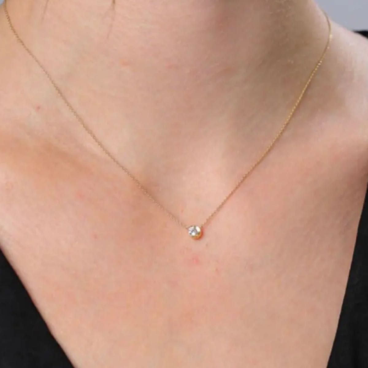 美品 D0 14CT スタージュエリー k18 1粒ダイヤネックレス|PayPayフリマ