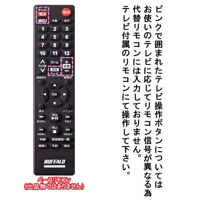 【代替リモコン74】防水カバー付 BUFFALO HDDレコーダー 互換 送料無料 (DTV-H500R DVR-1 DVR-1C DVR-1C2用) バッファロー_画像3