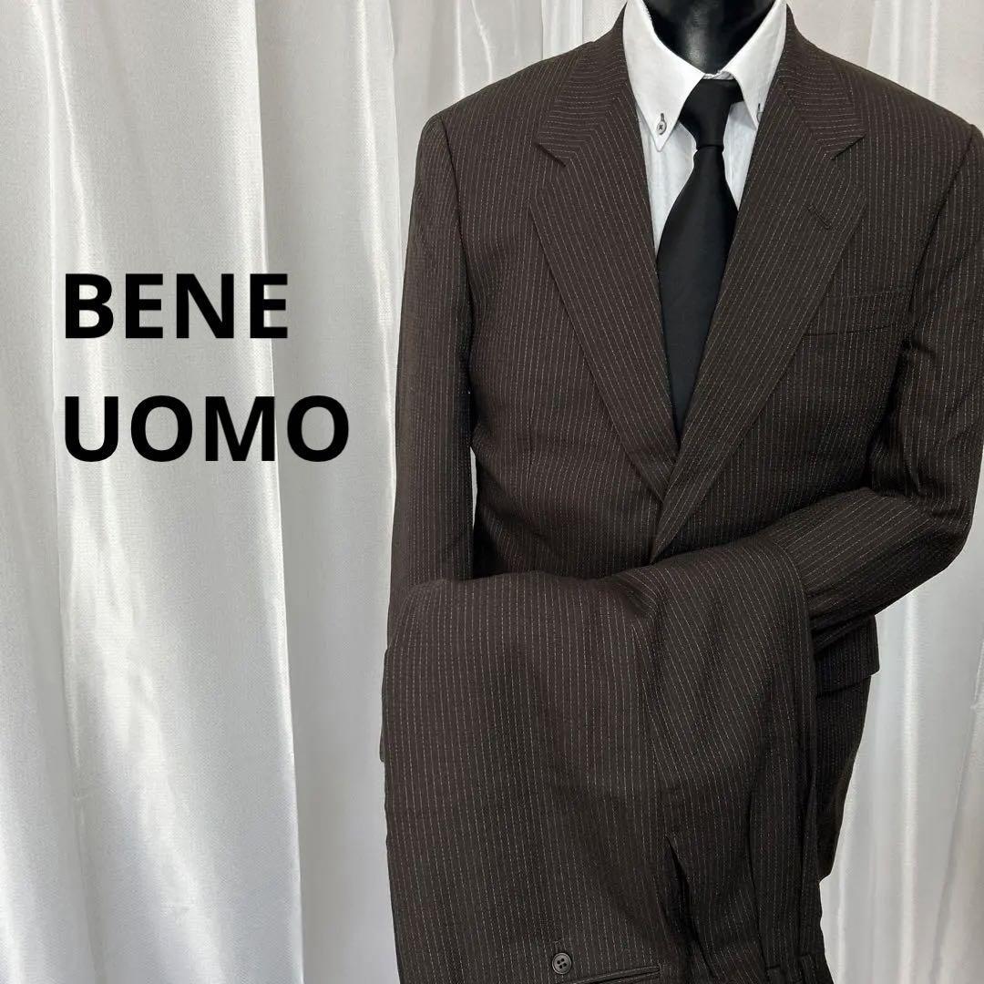 BENE UOMOスーツ ブラウン&グレー M(W76) 背抜き140_画像1
