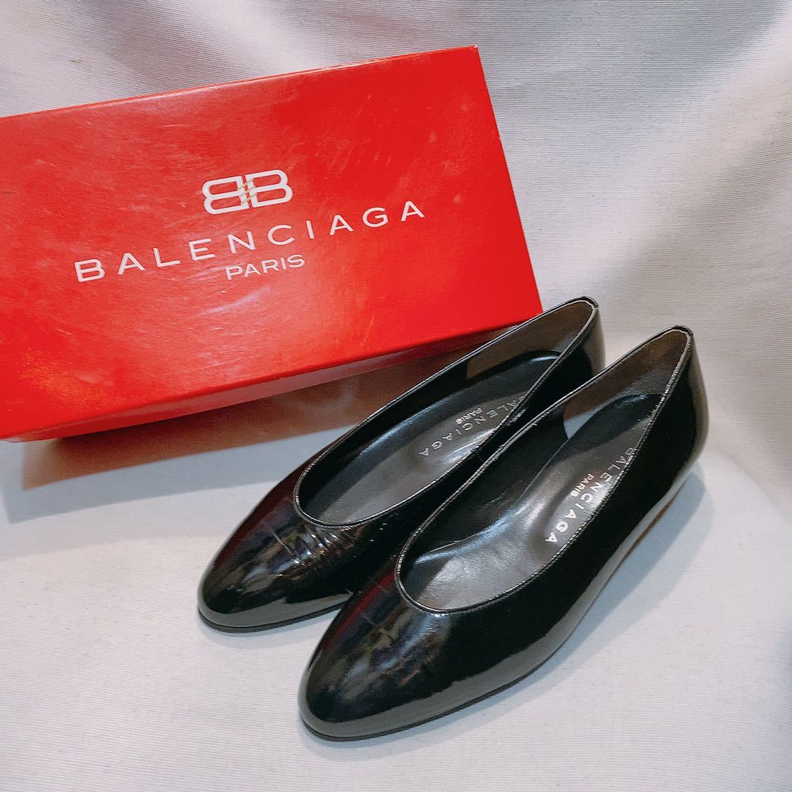 ♪バレンシアガ　フラットシューズ/黒/エナメル/BALENCIAGA/美品_画像1