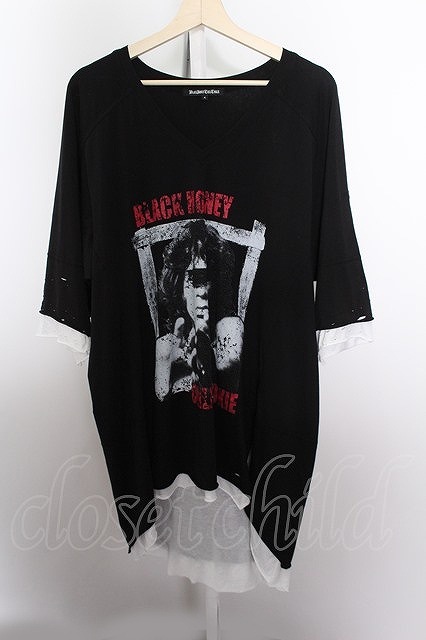 【SALE】BLACK HONEY CHILI COOKIE（Roen） Tシャツ.B.H.C.C JIM MORRISON /ブラック/4 O-22-07-24-050-BL-ts-YM-OS-ZT397