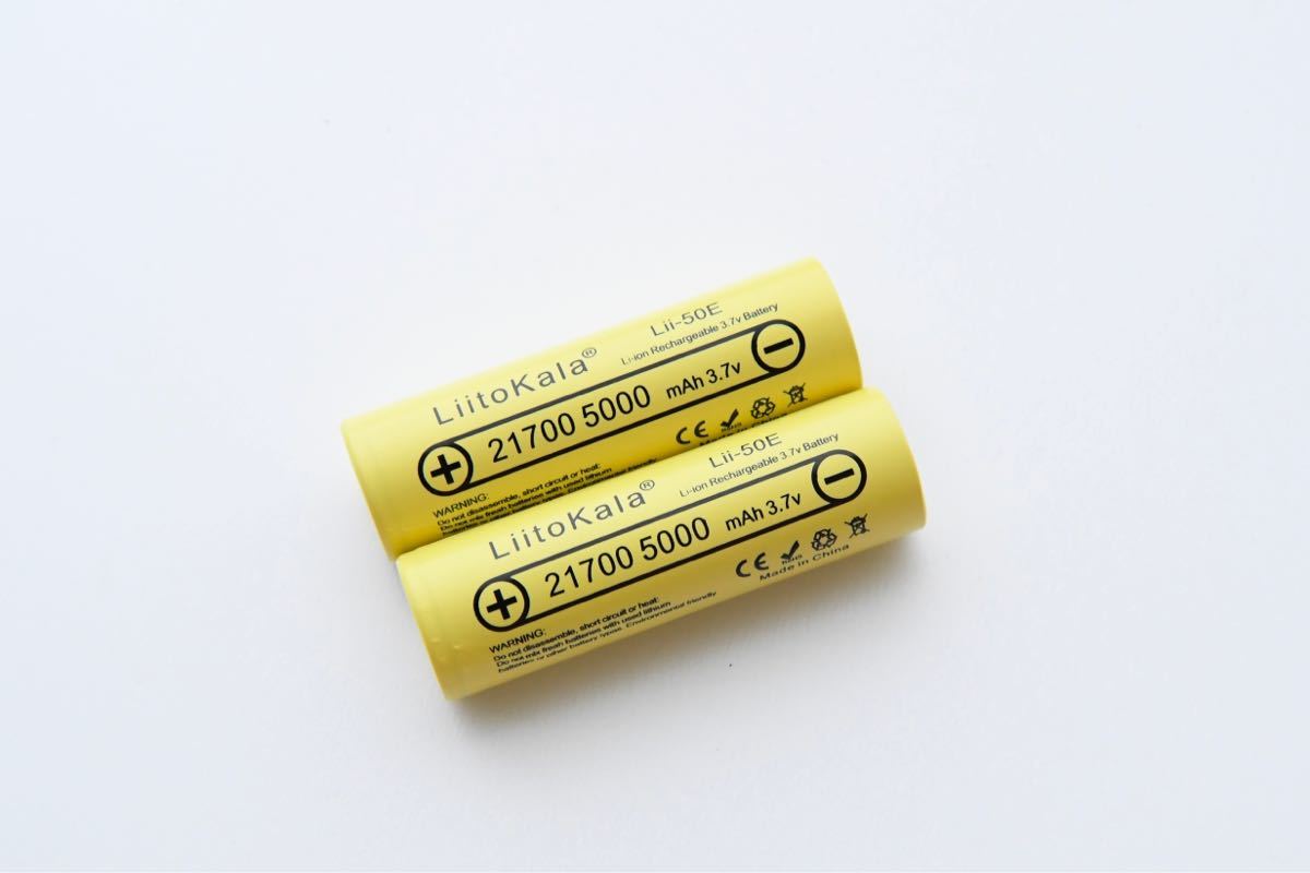 21700 リチウムイオンバッテリー 5000mAh 3.7V 2個セット 複数本セットもお安く出品しています 組バッテリー製作可能_画像1