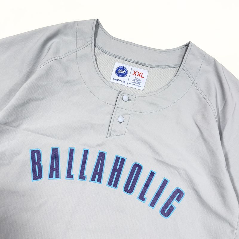 ballaholic ボーラホリック BB SHIRT ベースボールシャツ XXLサイズ グレー 半袖 Tシャツ カットソー 吸水速乾 バスケットボール_画像2