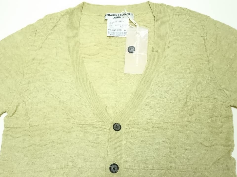  down new goods! regular price 1.4 ten thousand!KATHARINE HAMNETT LONDON/ Katharine Hamnett London / links Jaguar do weave long sleeve cardigan M light khaki 