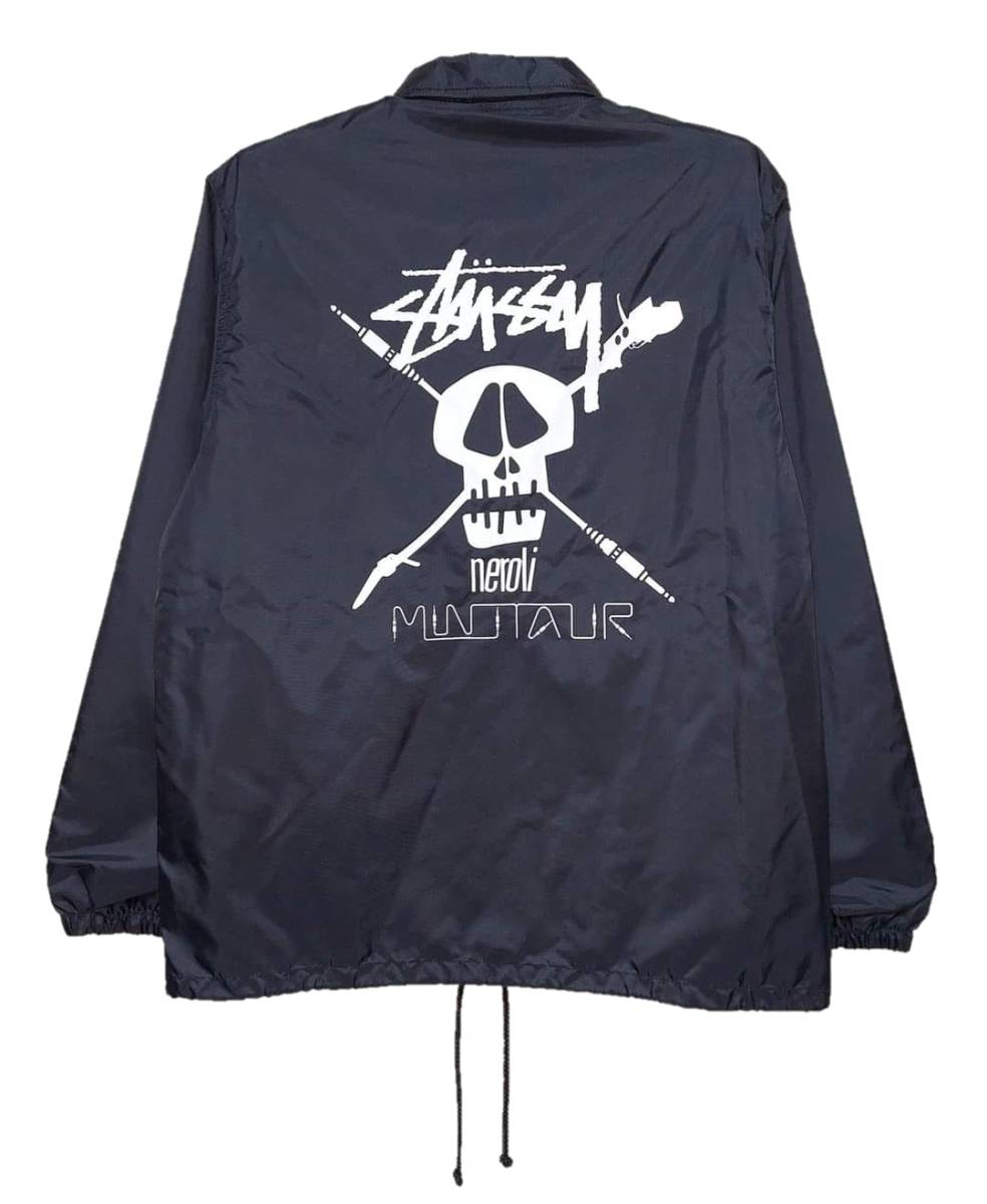 超爆レア希少！新品タグ付！STUSSY×MINOTAUR×neroli ステューシー/３ネーム コラボ！クロスドクロ スナップボタン コーチジャケット M 黒_バックデザイン