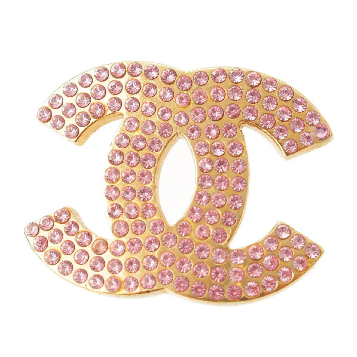 【シャネル】Chanel　02P ココマーク ピンク ラインストーン GP ブローチ 【中古】【正規品保証】180050
