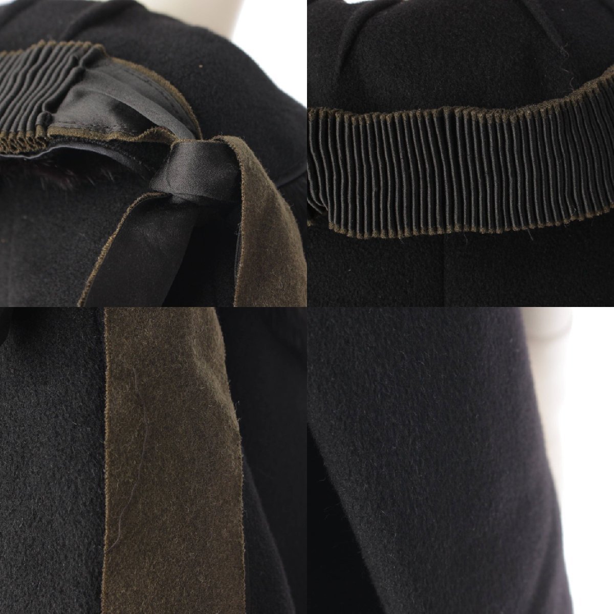 【プラダ】Prada　ウール アンゴラ クロップド コート ジャケット ブラック 【中古】【正規品保証】192628_画像9