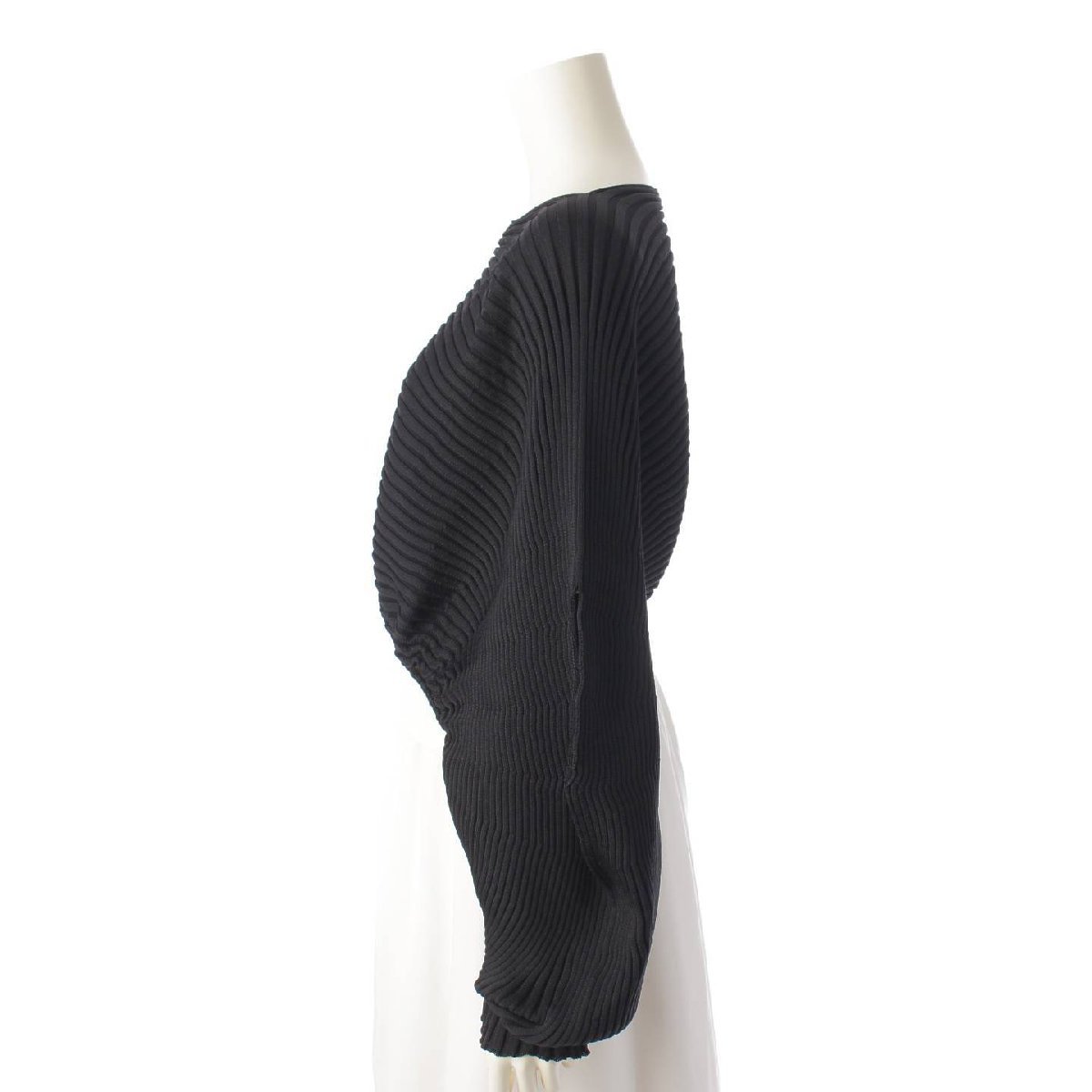 【イッセイミヤケ】Issey miyake　23SS FLUIDITY TUBE ショート丈 ニット トップス パフスリーブ ブラック 2 【中古】187713_画像3