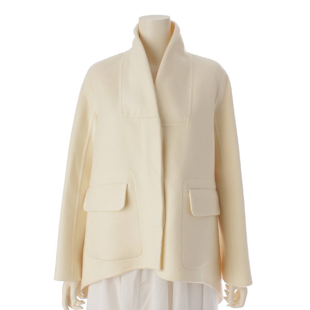 [Hermes] Hermes Paletot Evase Cashmere Double Face Flare Jacket Ivory 34 [Используется] 191482